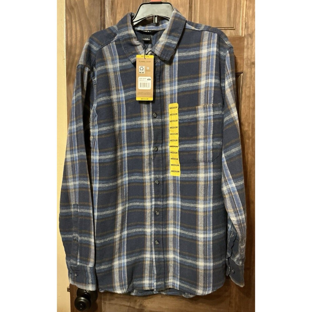 Eddie Bauer Insignia Blue Canyon Plaid Flannel Shirt Medium NWT